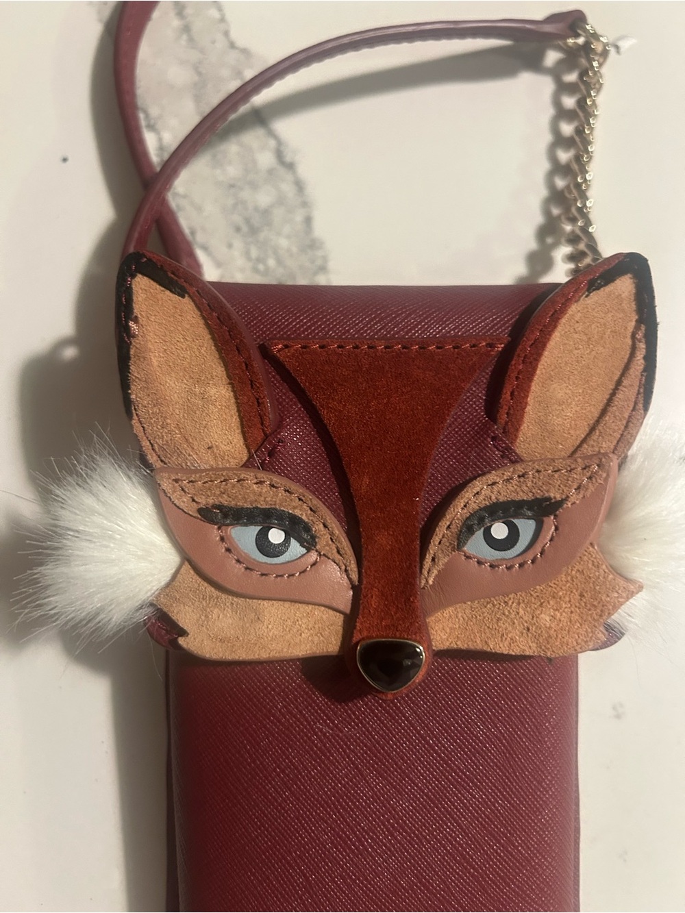 EUC Kate Spade So Foxy Fox Smartphone Case Crossbody Bag Snap Closure Dark Red - Picture 8 of 12